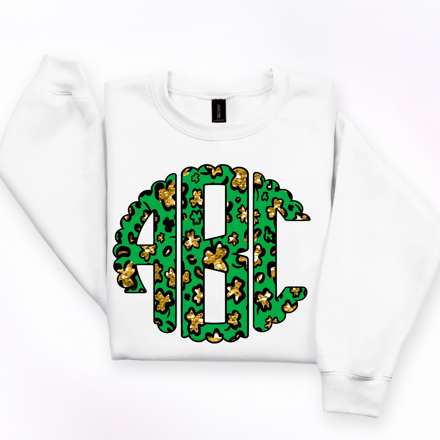 Glitter Shamrock Leopard - Custom Monogram Transfer