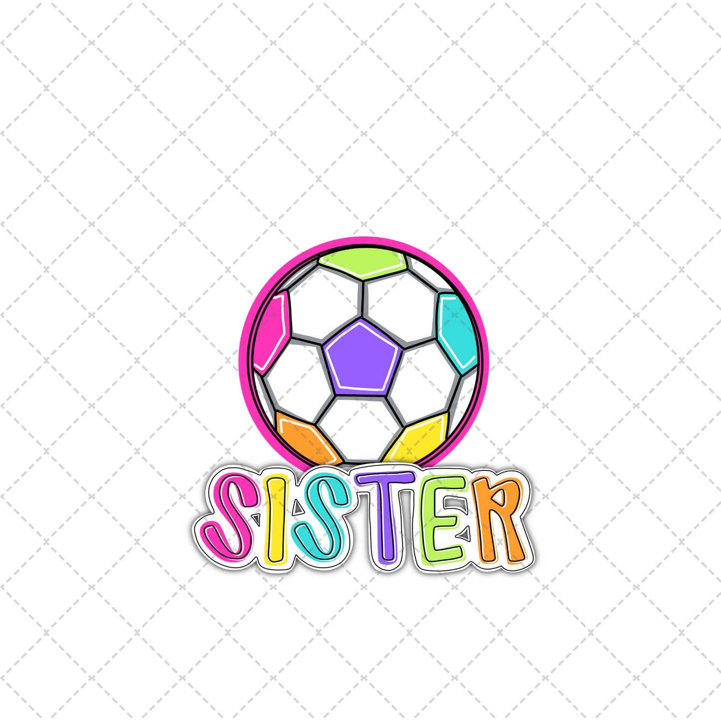 Bright Dotty Soccer Sister Transfer ** TWO PART* SOLD SEPARATELY**