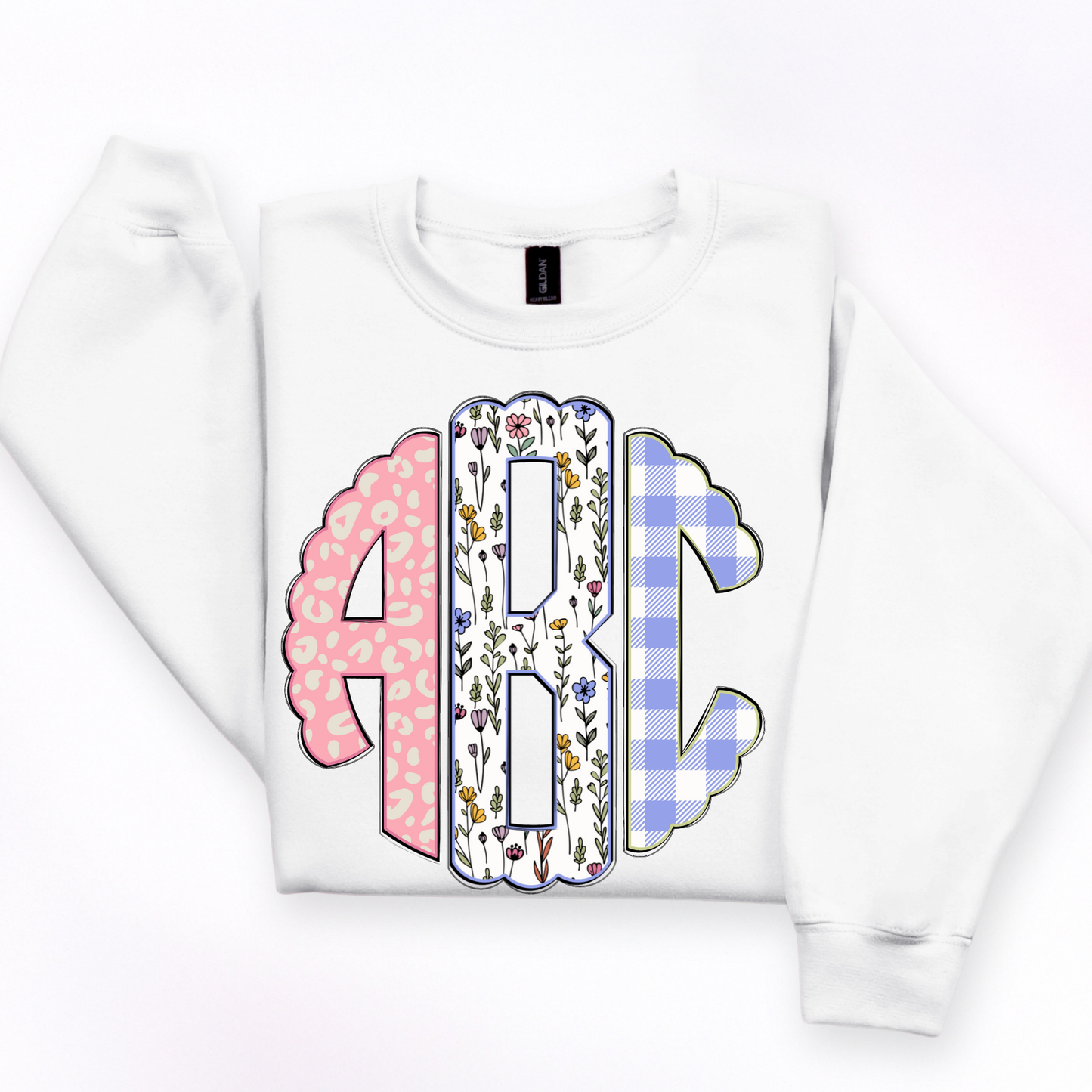 Lilac Floral Plaid - Custom Monogram Transfer