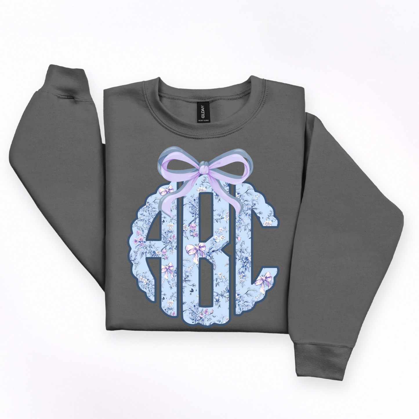 Light Blue Coquette Floral - Custom Monogram Transfer