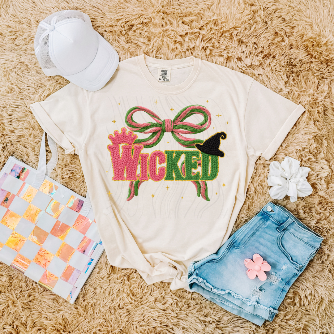 Wicked Pink And Green Coquette Bow Transfer