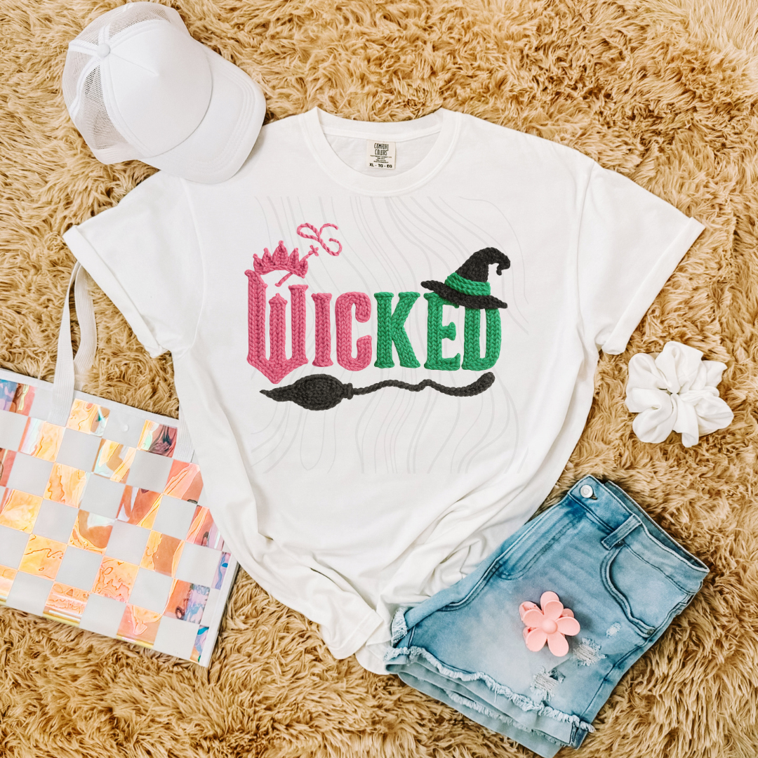 Pink And Green Wicked Broom Transfer