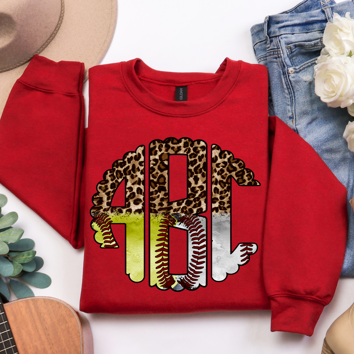 Baseball Softball Leopard - Custom Monogram Transfer