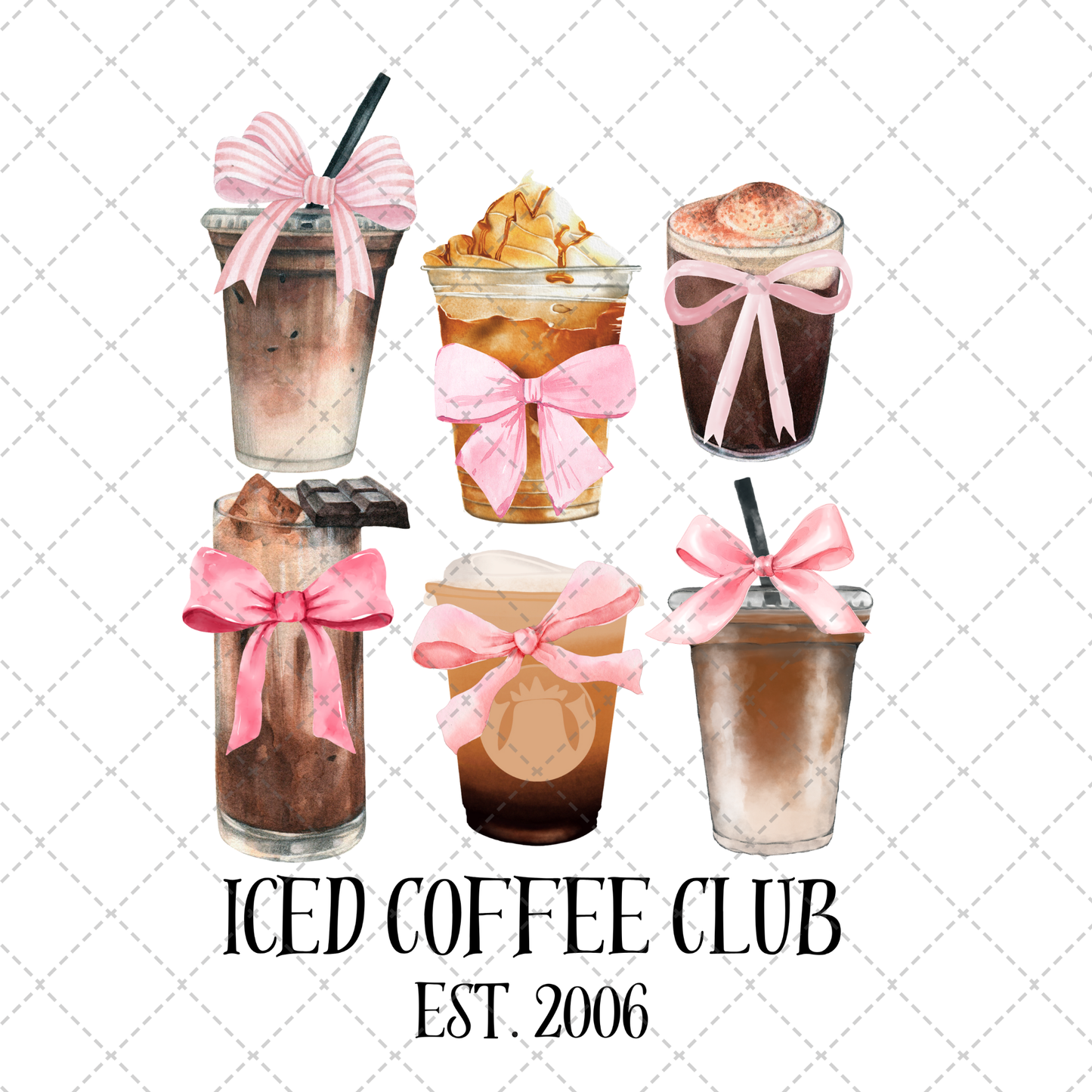 Iced Coffee Club ** TWO PART* SOLD SEPARATELY** Transfer