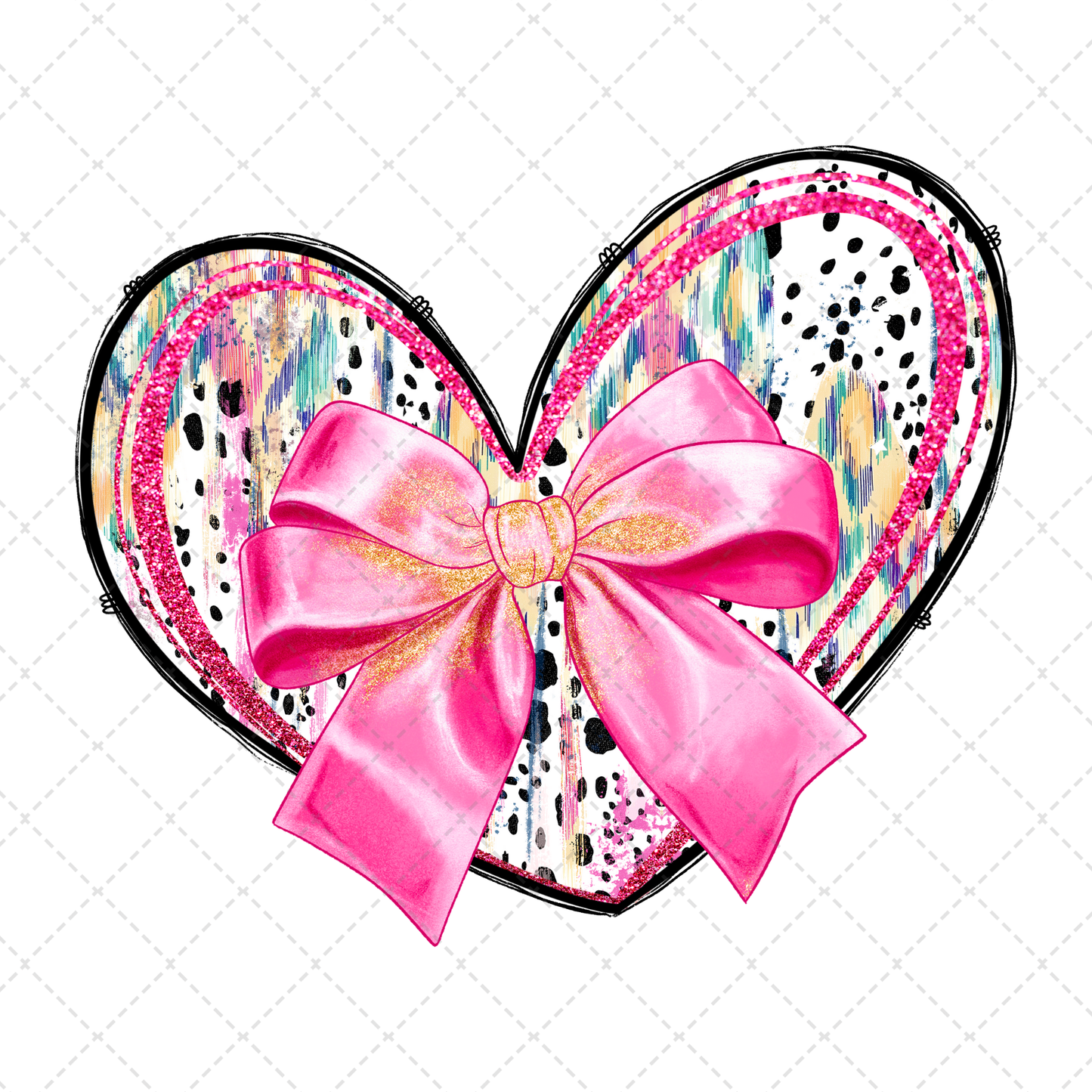 Valentines Day Heart Pink Bow Transfer