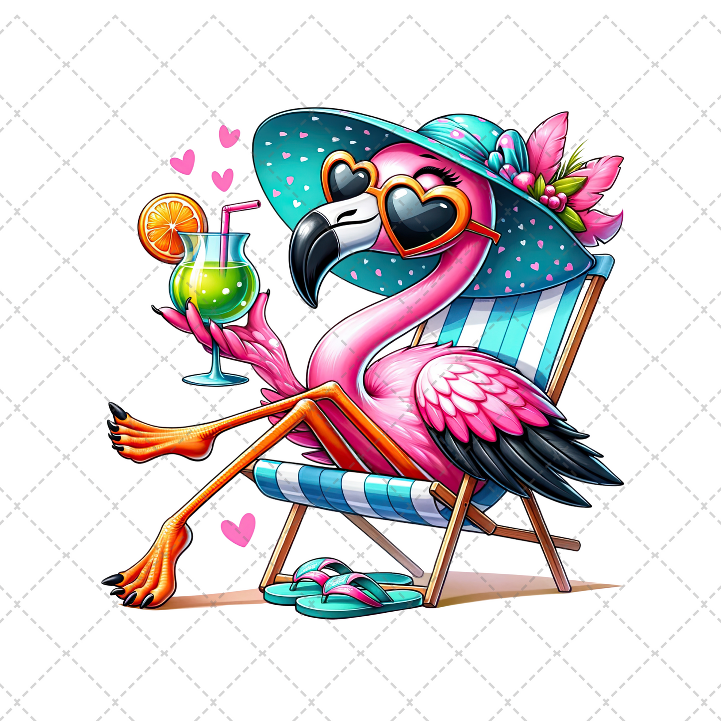 Sittin' & Sippin' Flamingo Transfer