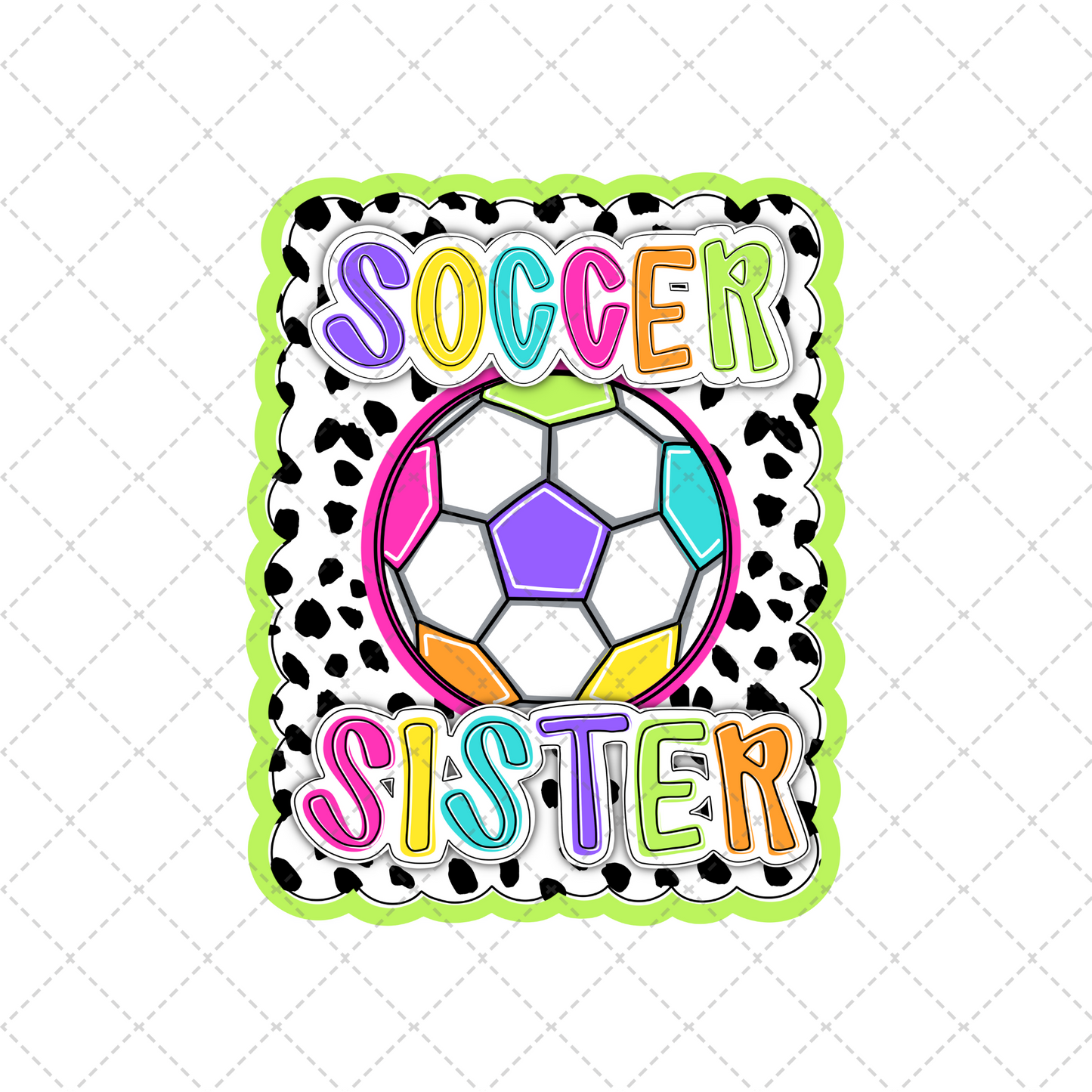 Bright Dotty Soccer Sister Transfer ** TWO PART* SOLD SEPARATELY**