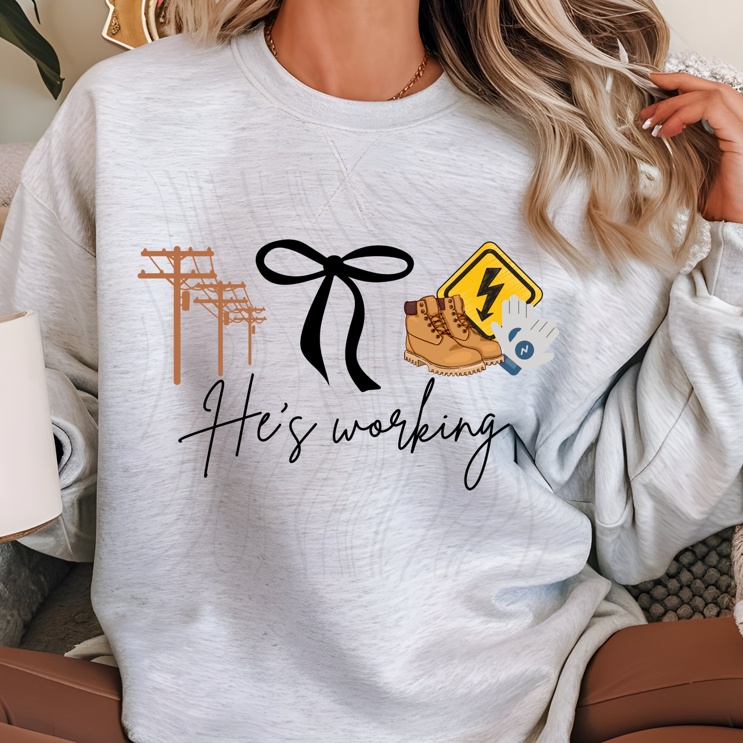 Line Man Hes Working Transfer