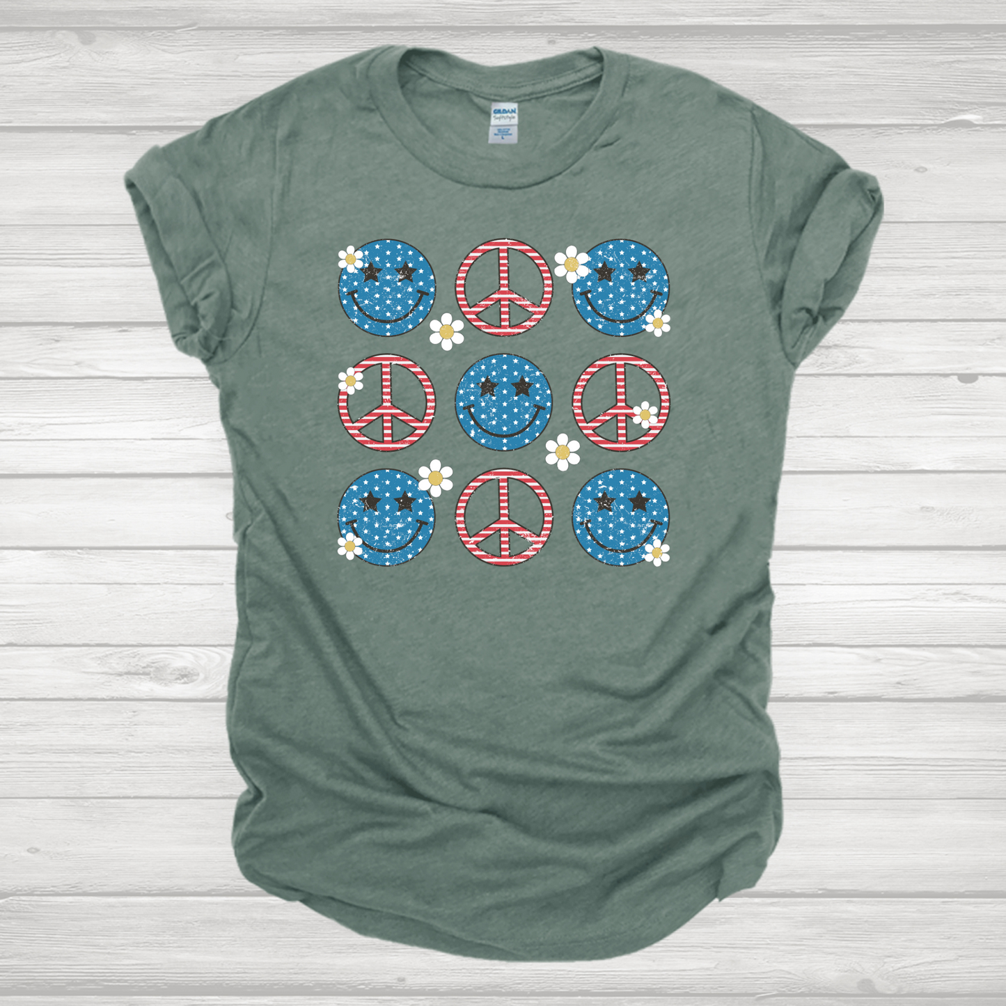 Smiley Floral Americana Transfer