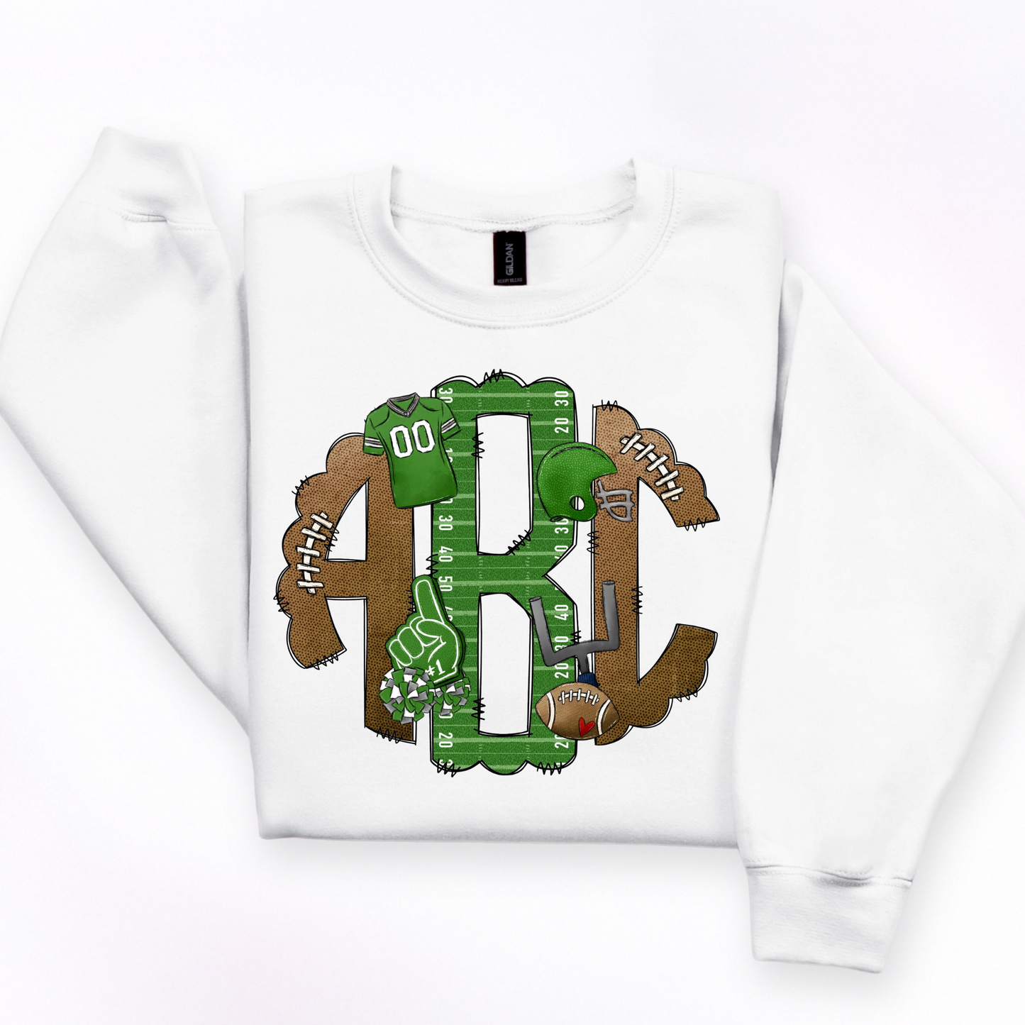 Green Football - Custom Monogram Transfer