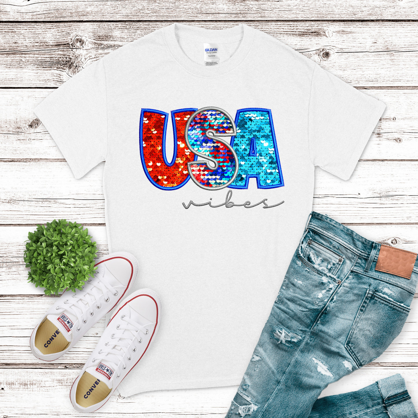 Faux Sequins 4th Of July Transfer