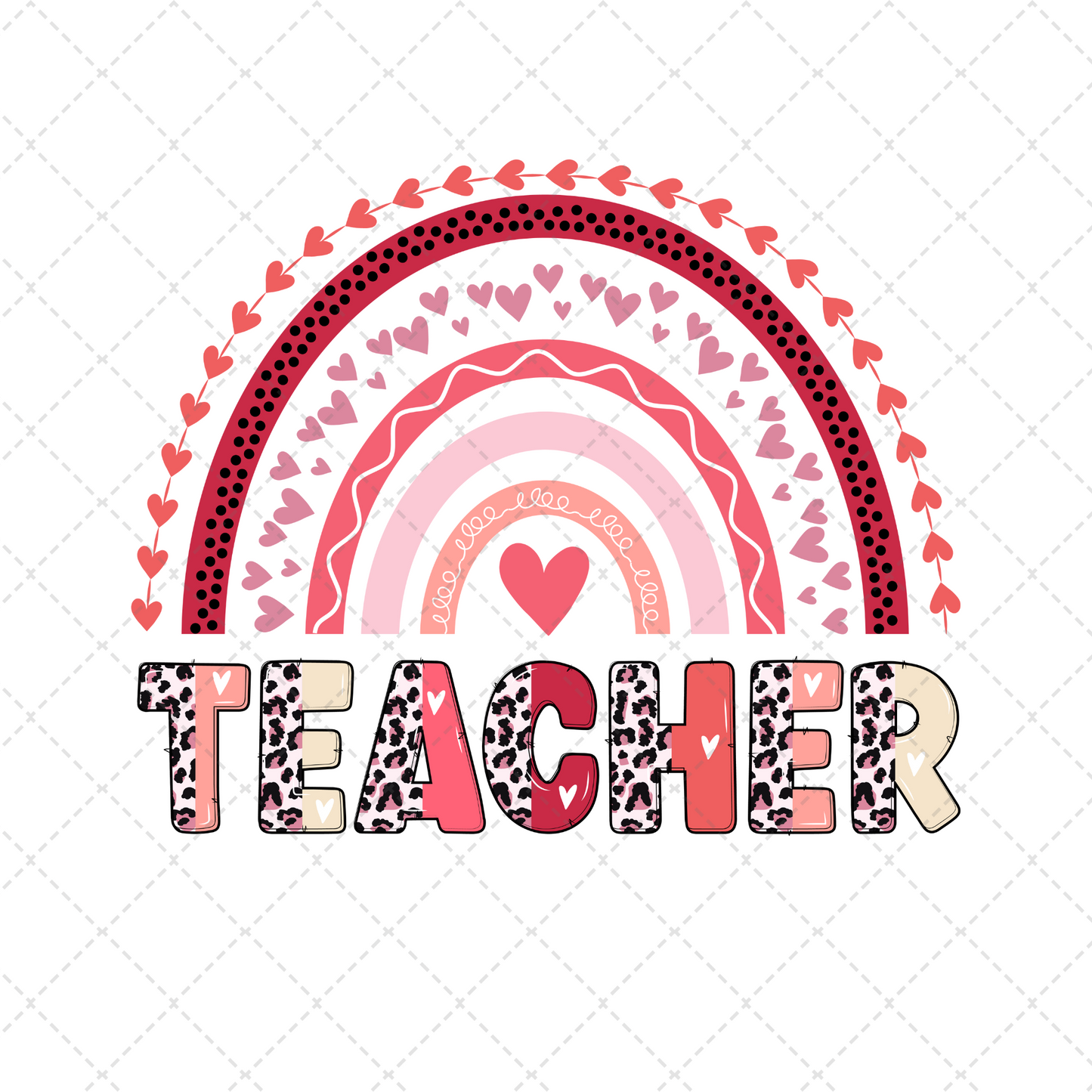 Boho Rainbow Teacher Leopard Transfer