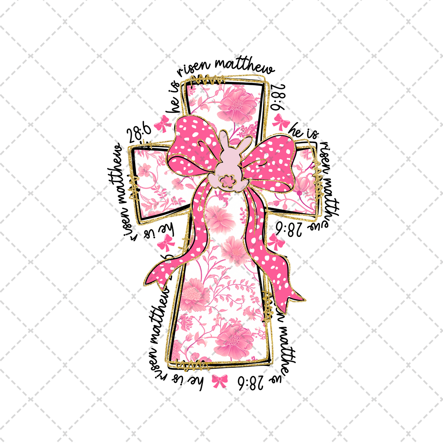Pink Floral Cross Transfer