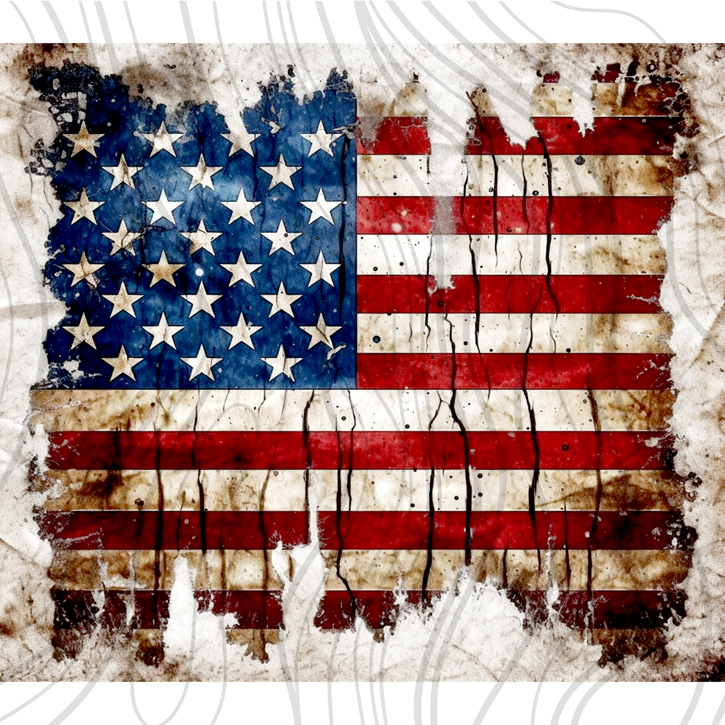 Distressed Flag Tumbler Wrap Transfer