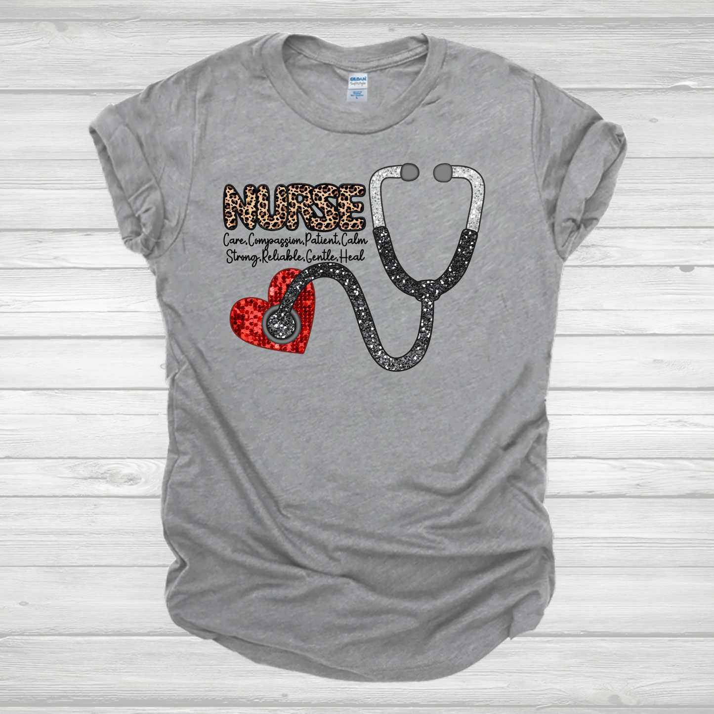 Faux Sequin Nurse Stethoscope Transfer