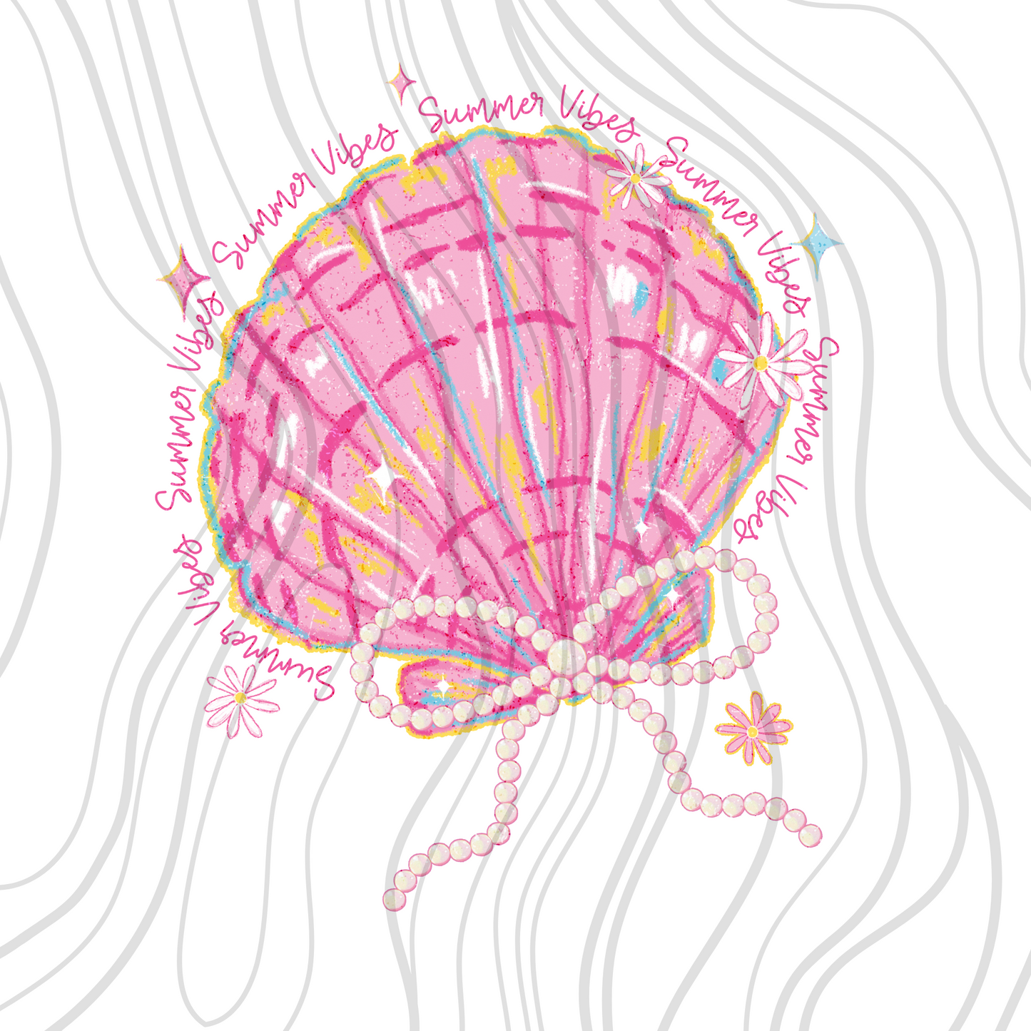 Summer Vibes Pearl Shell Transfer