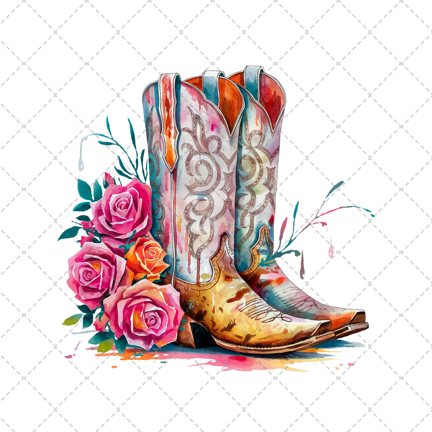 Colorful Western Boots Transfer