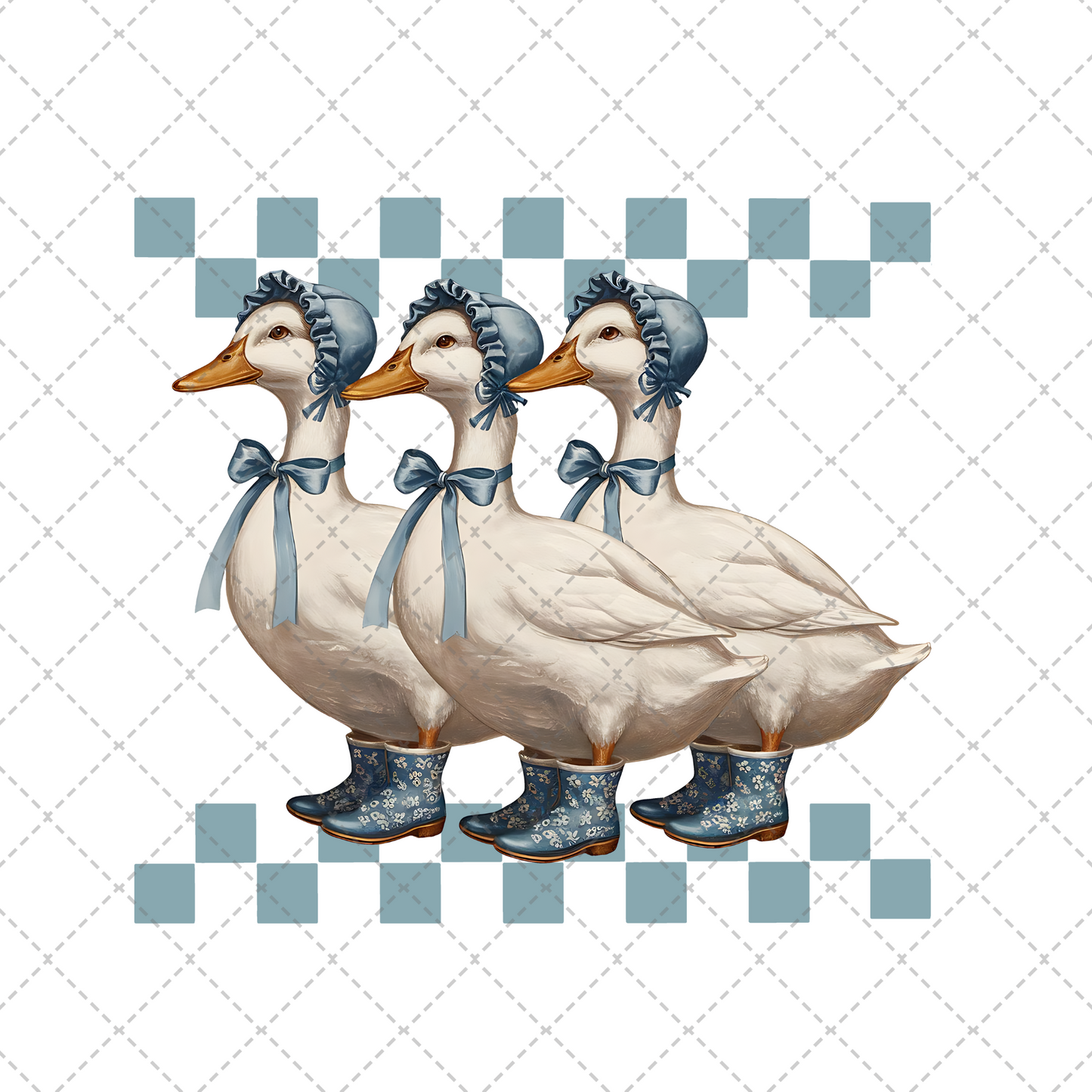 Blue Checkered Goose Transfer