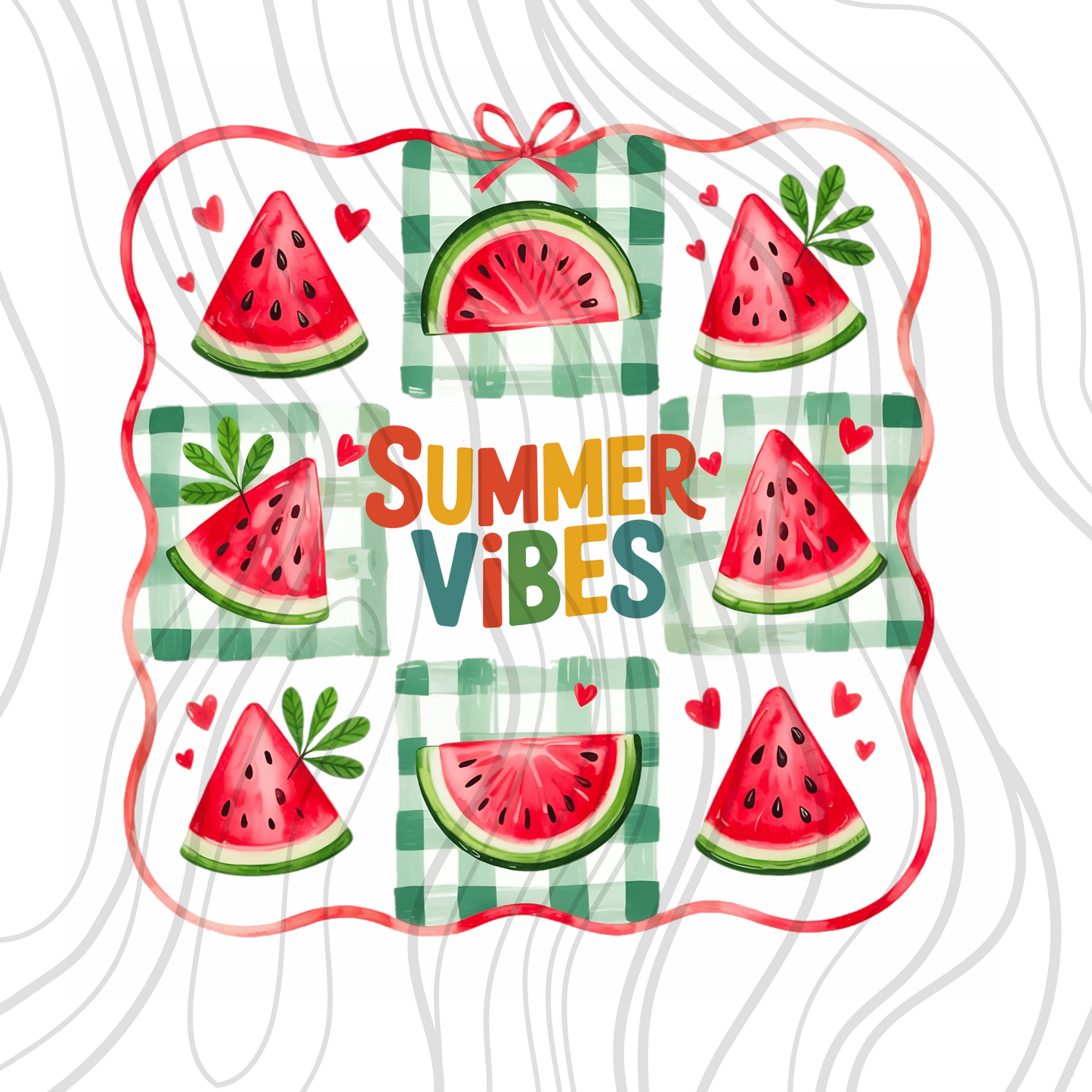 Watermelon Checkered Summer Vibes Transfer