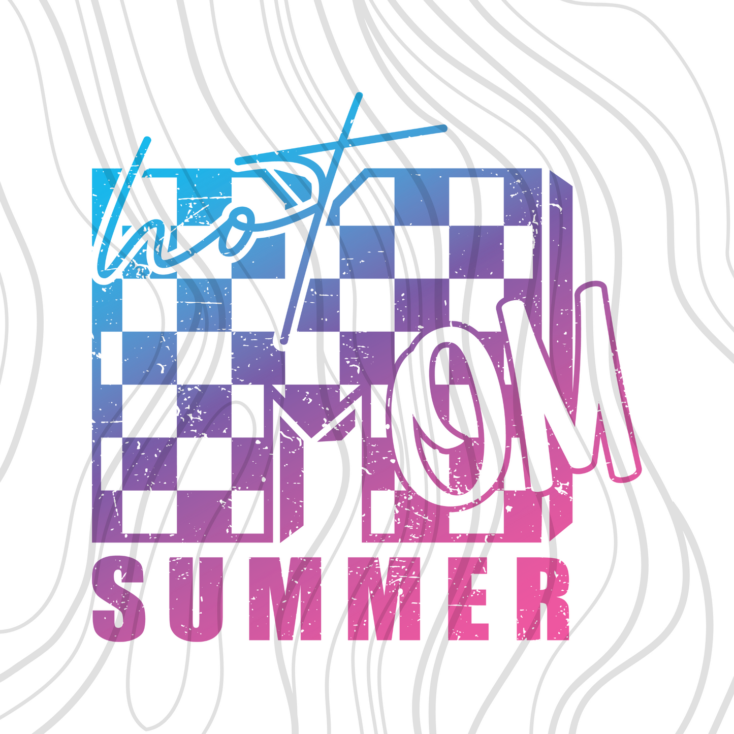 Hot Mom Summer Blue & Pink Transfer