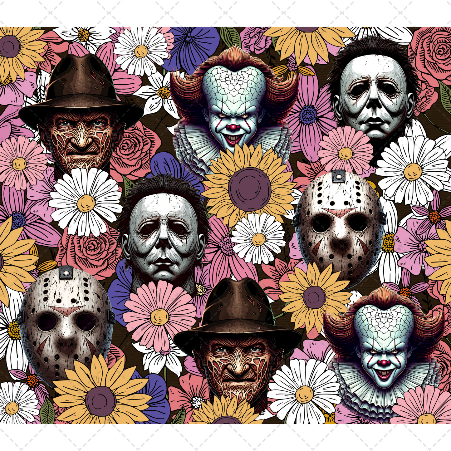 Floral Horror Men Tumbler Transfer