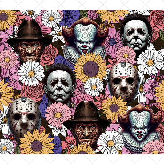 Floral Horror Men Tumbler Transfer