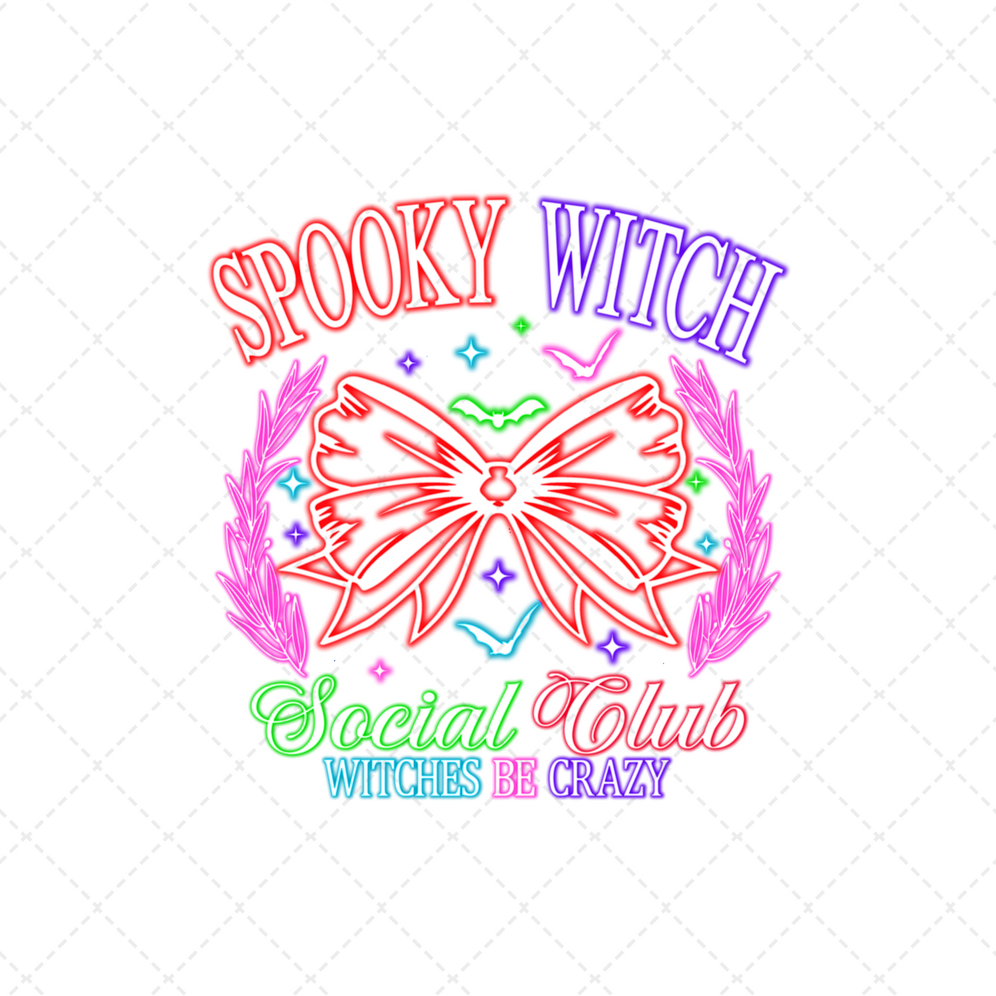 Neon Spooky Witch Transfer