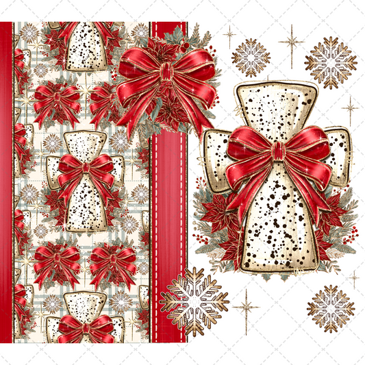 Red Christmas Cross Tumbler Transfer
