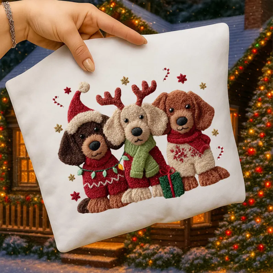 CHRISTMAS PUPPY FAUX YARN TRANSFER