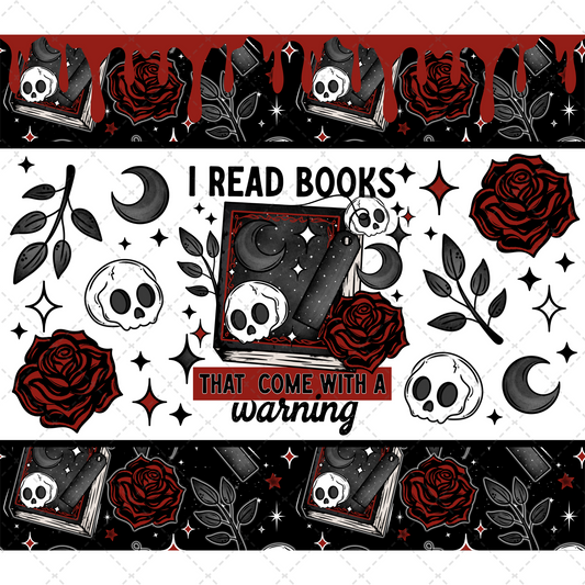 Books With A Warning Tumbler Transfer