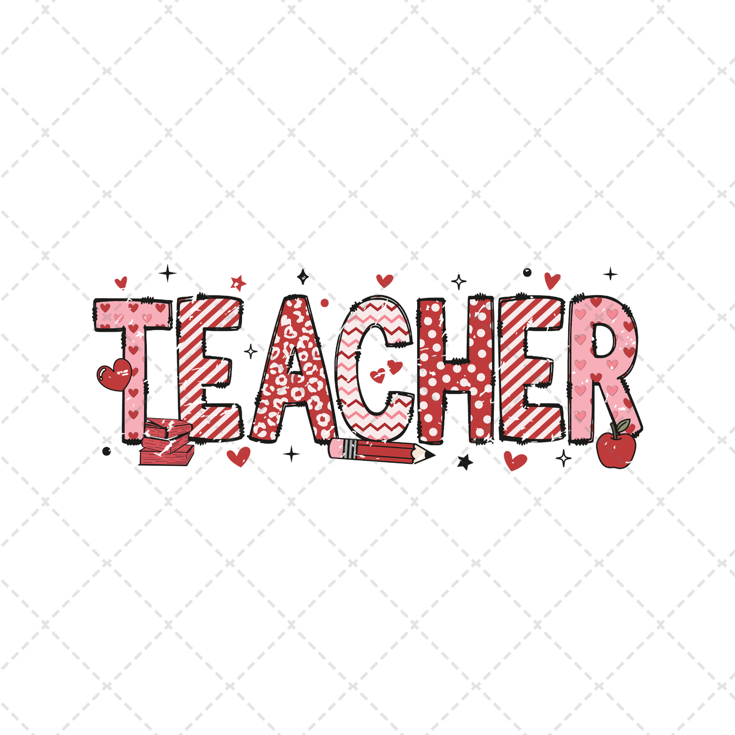 Teacher Valentine Doodle Transfer