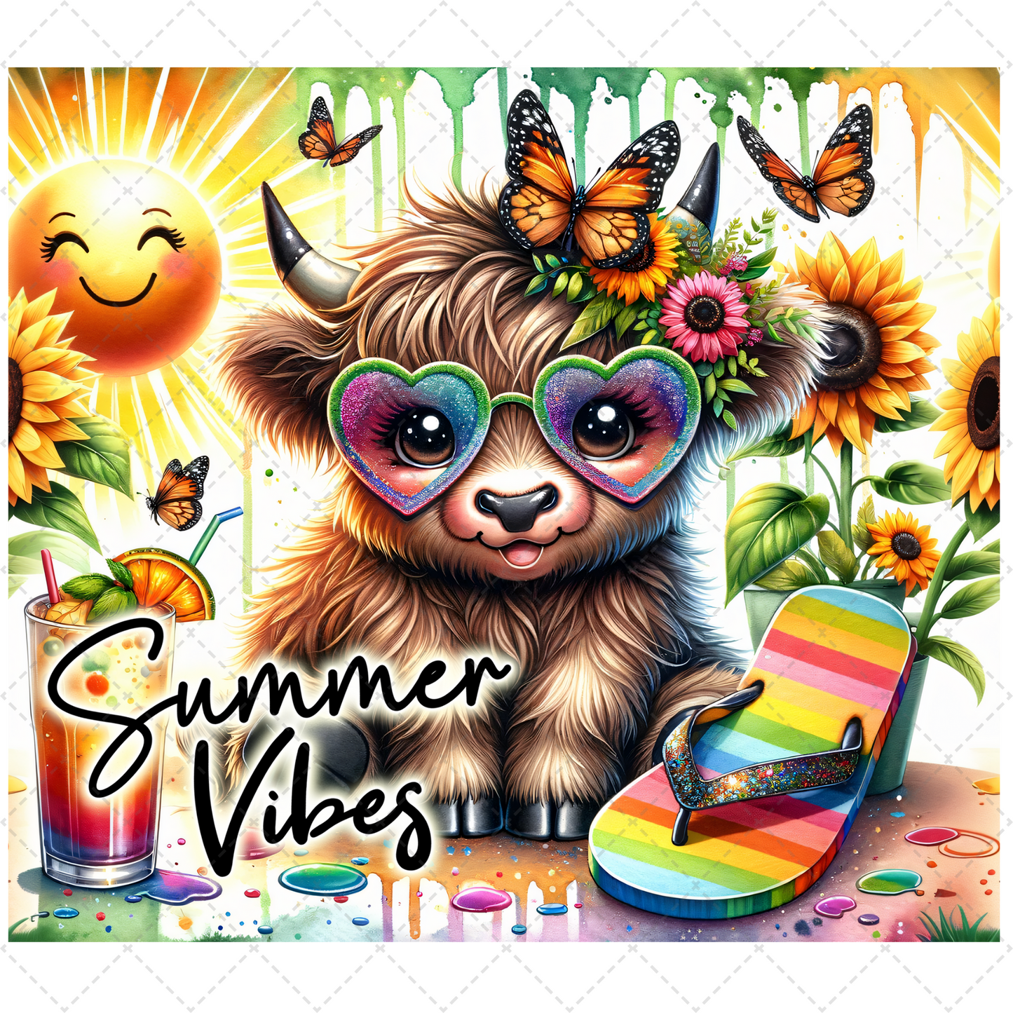 Summer Highland Tumbler Transfer