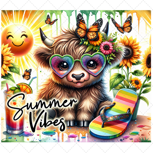 Summer Highland Tumbler Transfer