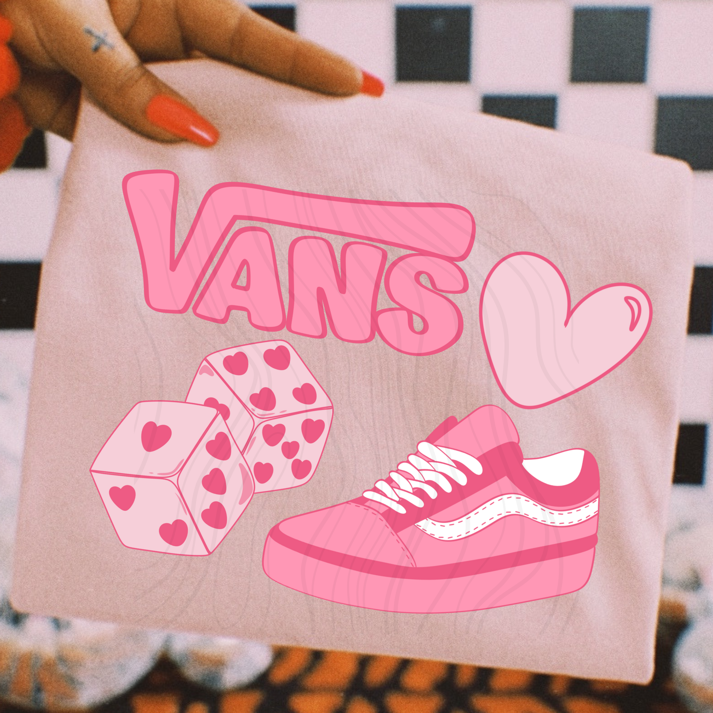Pink Sneakers And Hearts Transfer