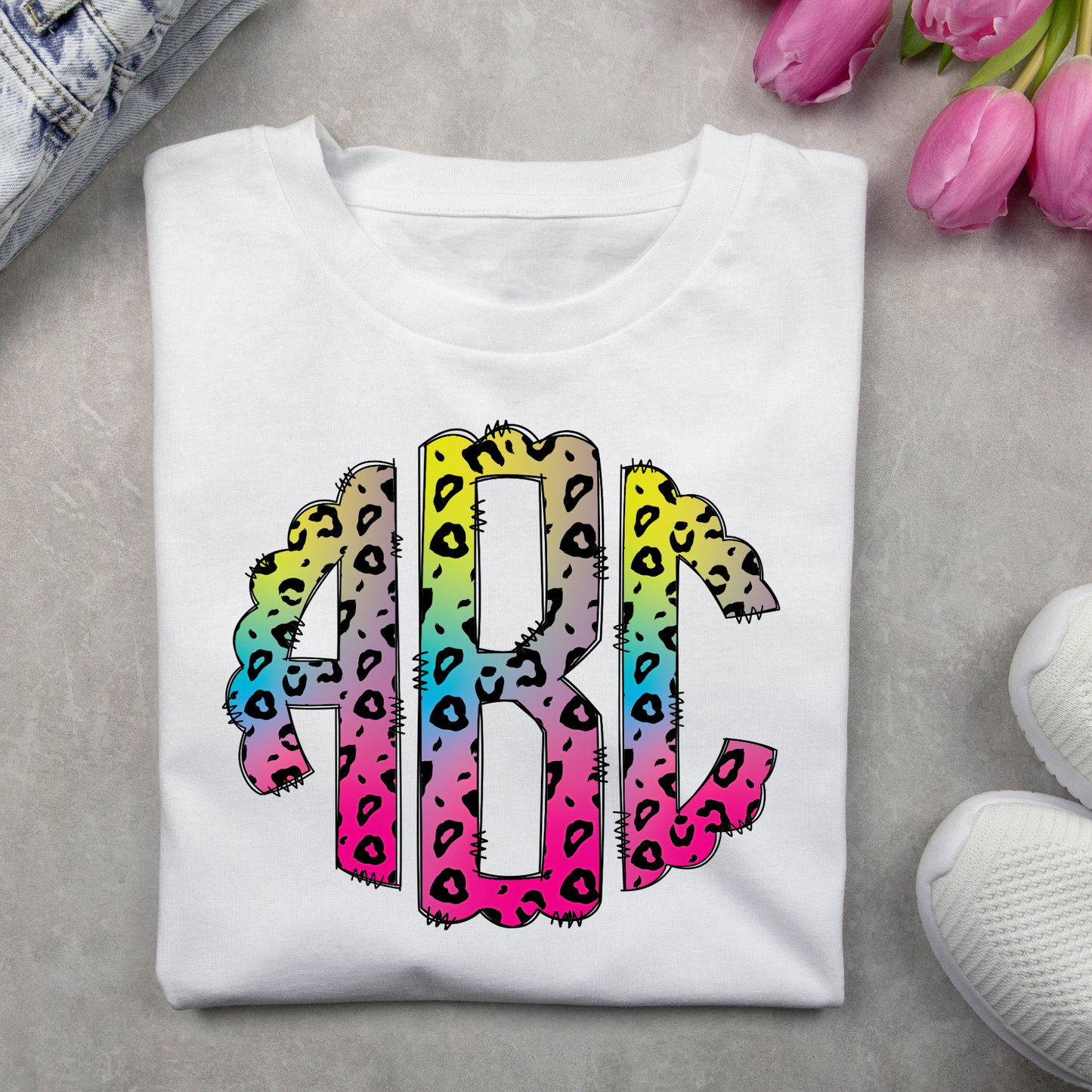 Neon Leopard - Custom Monogram Transfer