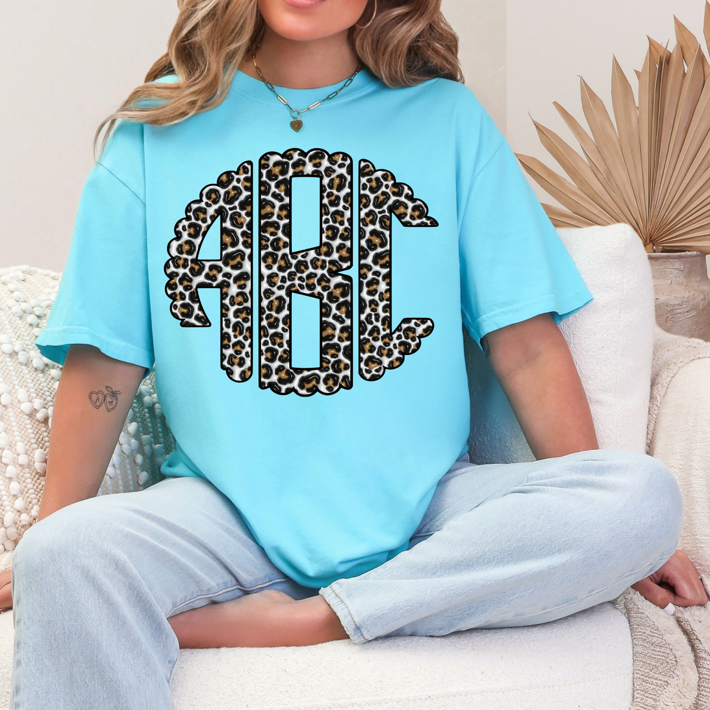 3D Inflated Leopard- Custom Monogram Transfer