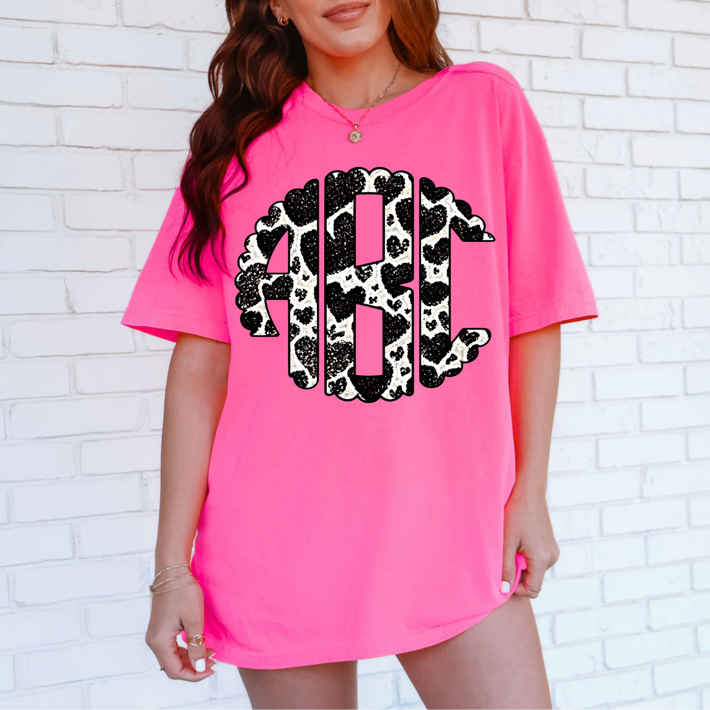 Glitter Heart Black & White - Custom Monogram Transfer