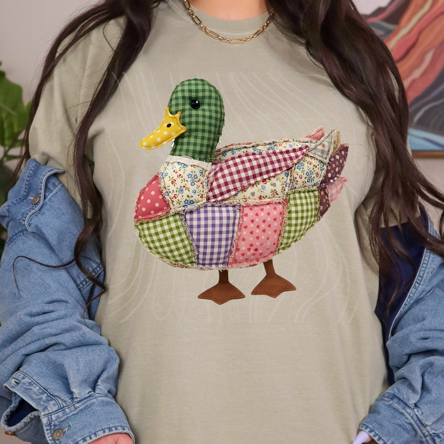 Faux Patchwork Standing Duck Transfer