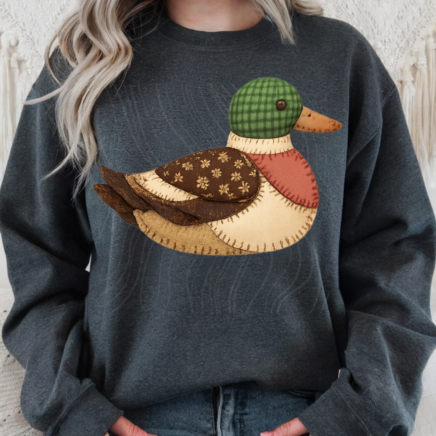Sitting Patchwork Duck Transfer