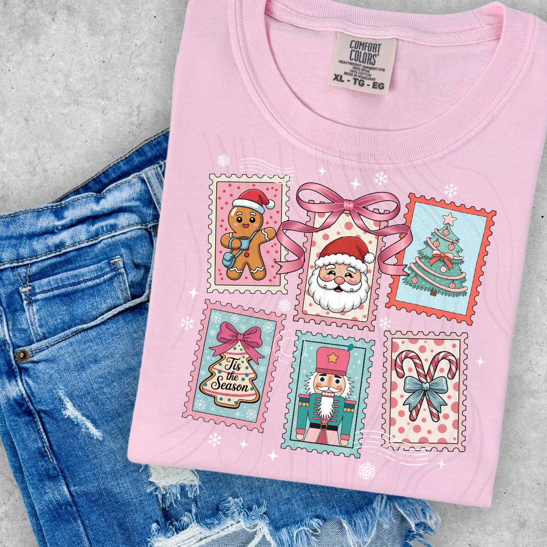 Tis The Season Christmas Stamps Transfer