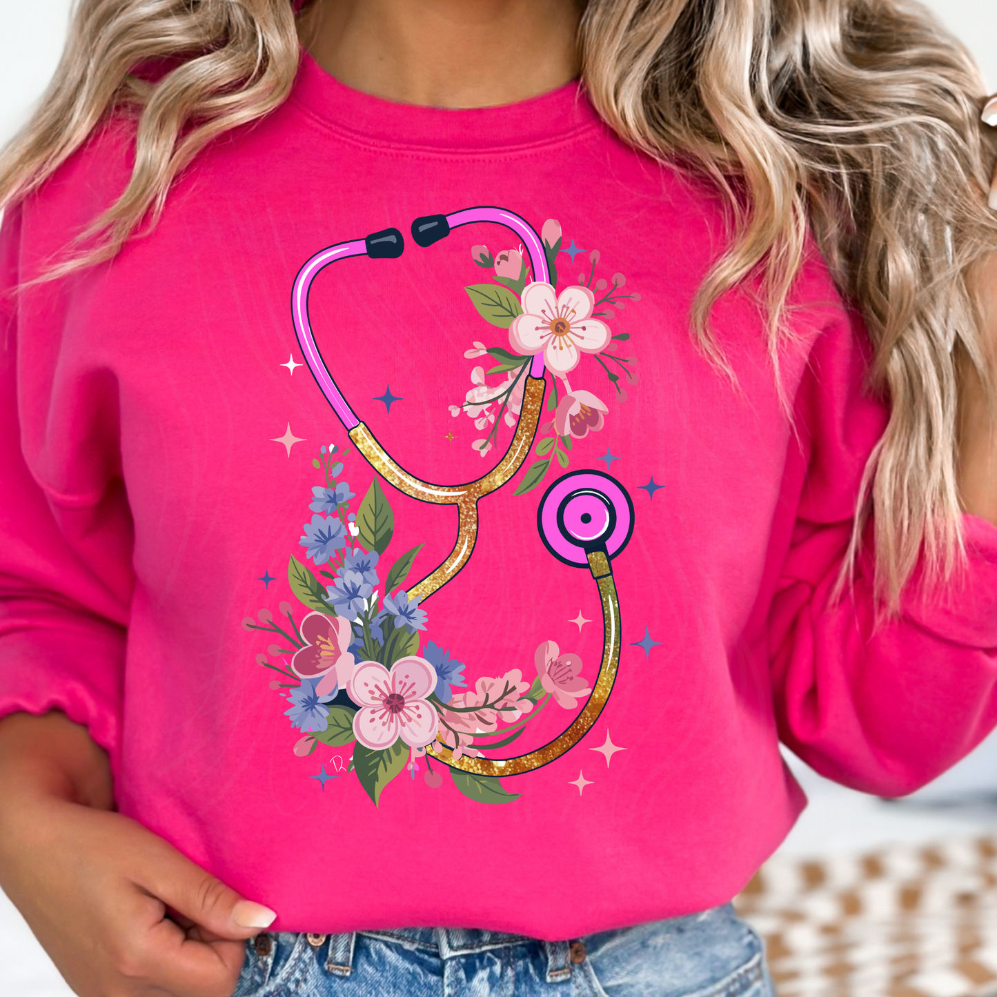Glitter Floral Stepthoscope Transfer