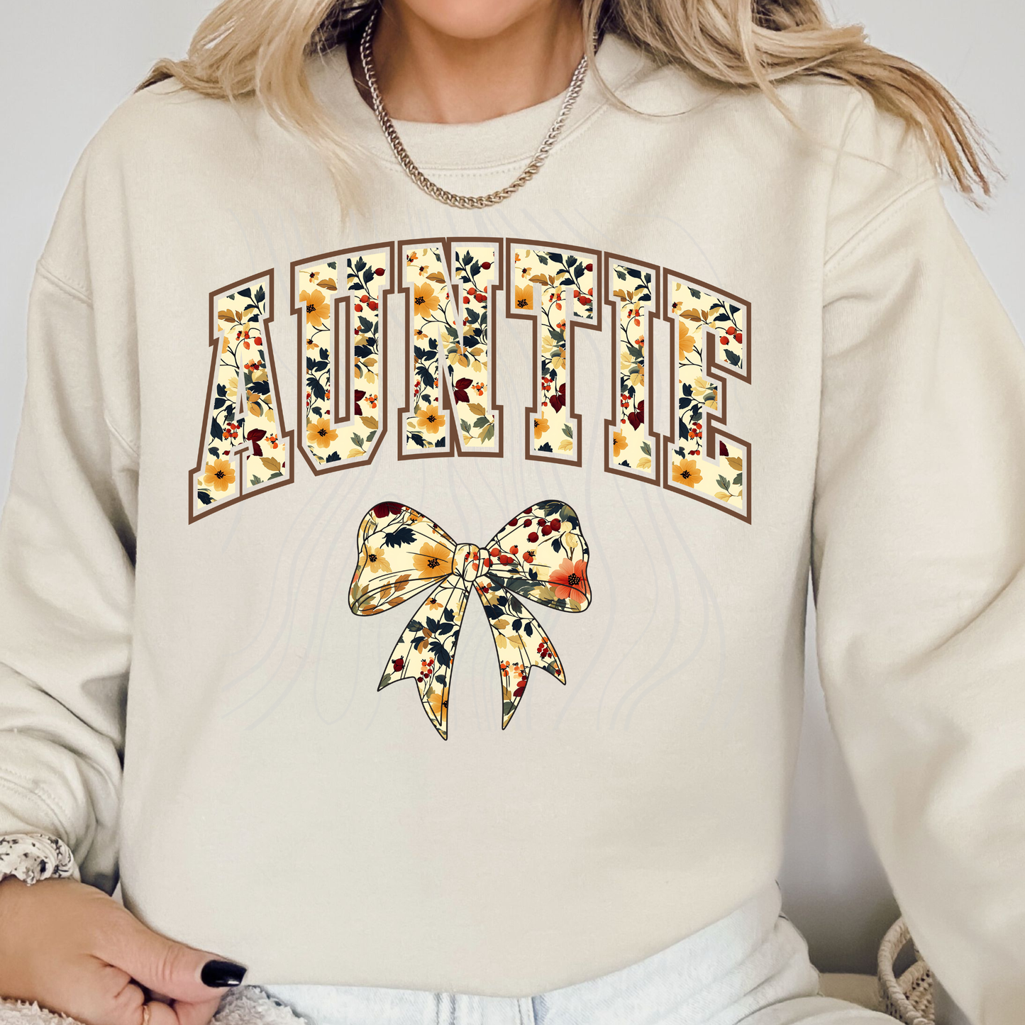 Auntie Neutral Floral Transfer