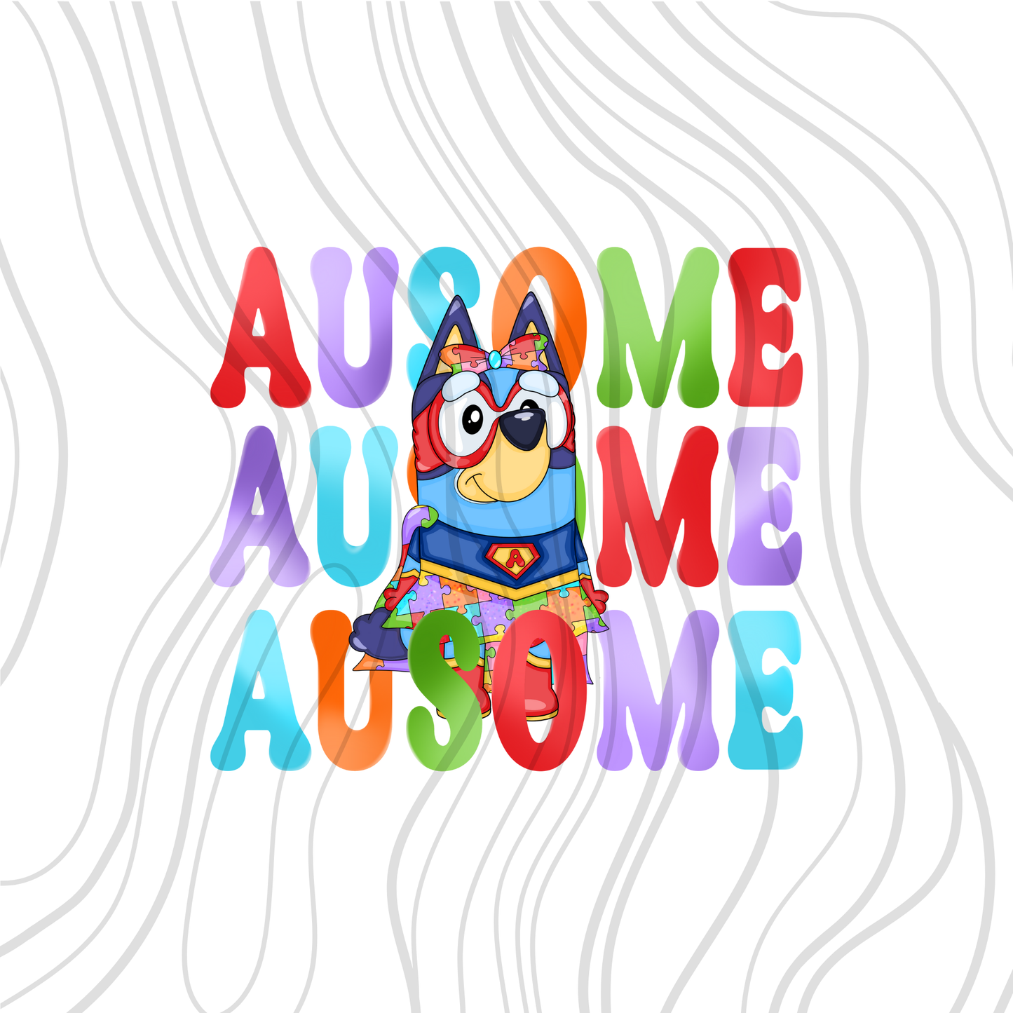 Stacked Ausome Blue Pup Transfer