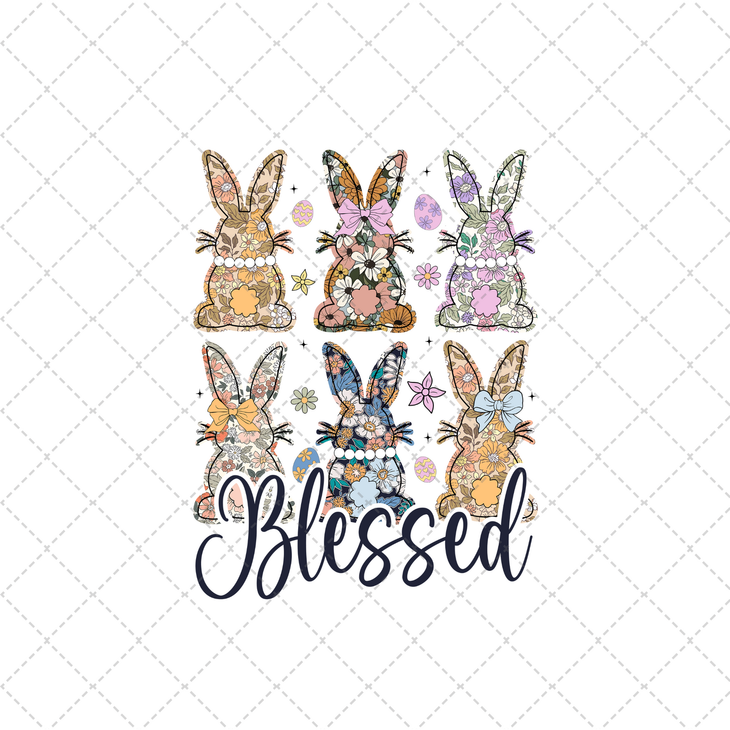 Blessed Floral Bunnies Transfer