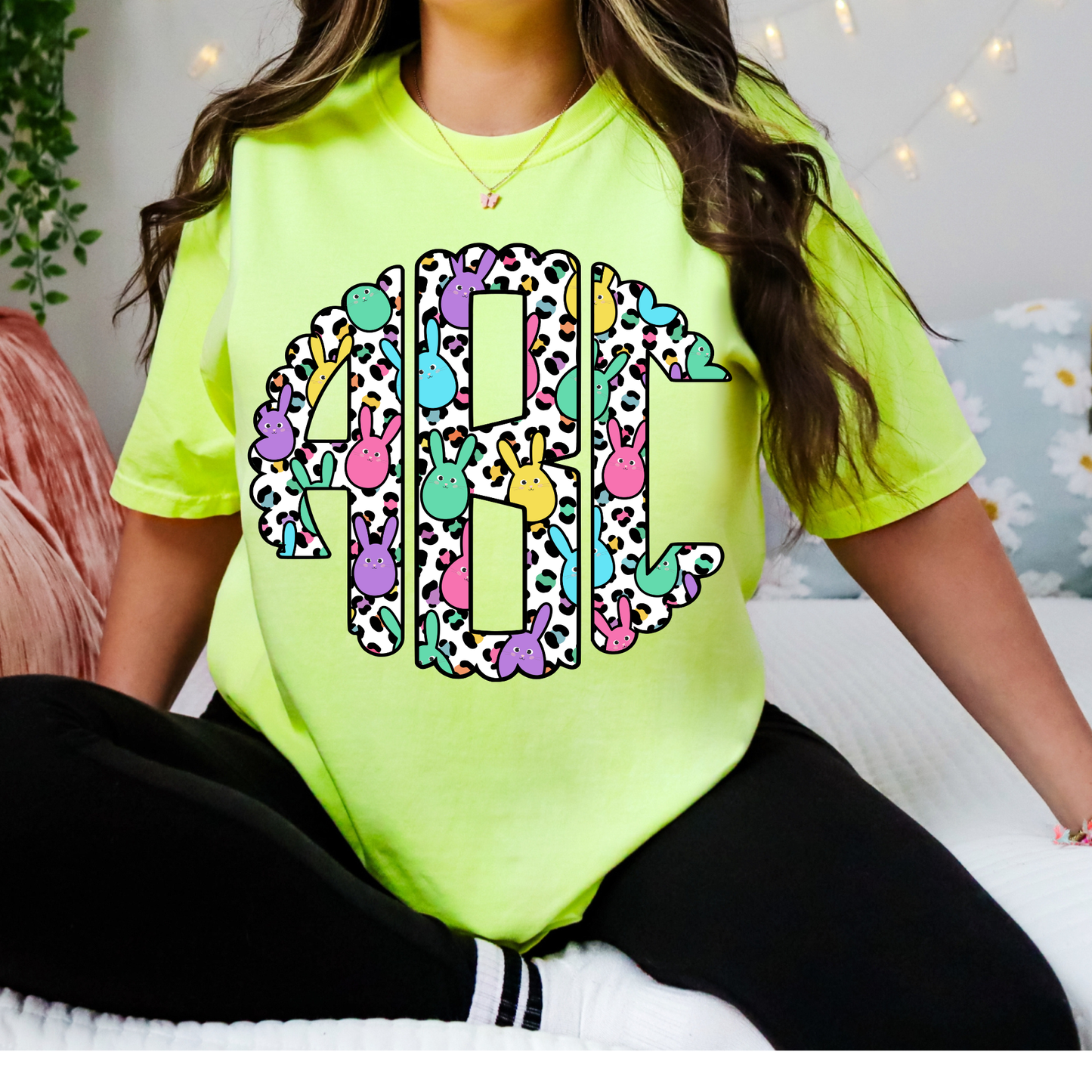 Easter Bunny Eggs Leopard - Custom Monogram Transfer