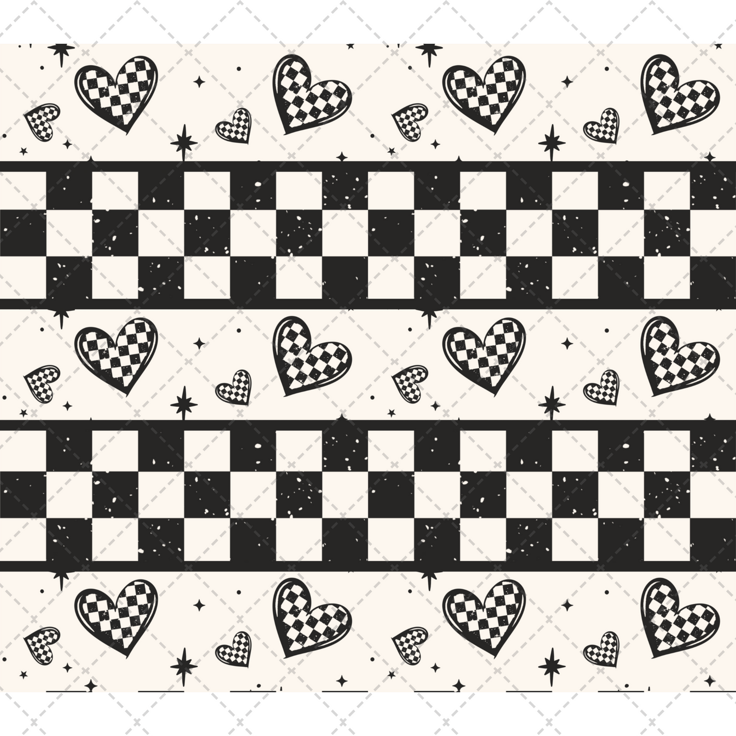 Checkered Hearts Tumbler Wrap Transfer