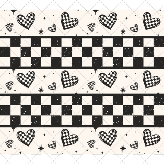 Checkered Hearts Tumbler Wrap Transfer