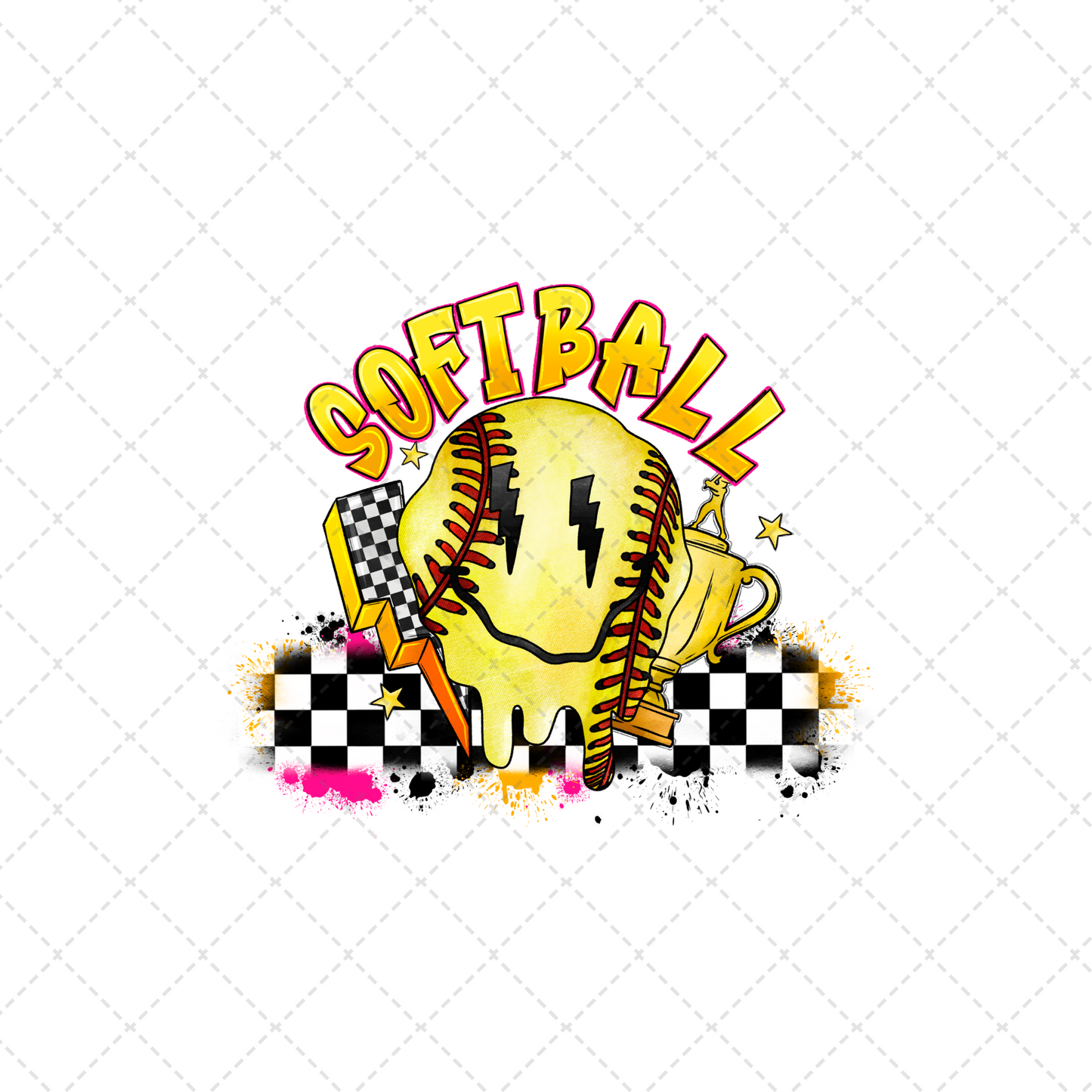 Softball Smiley Face Transfer