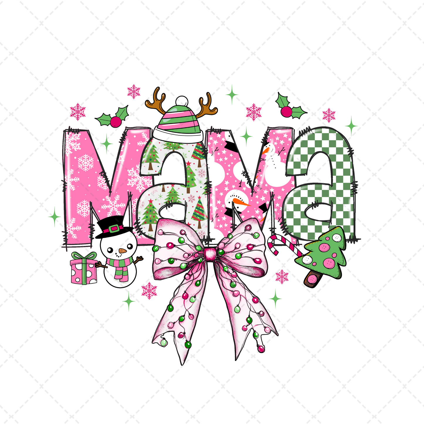 Mama Pink Christmas Coquette Transfer