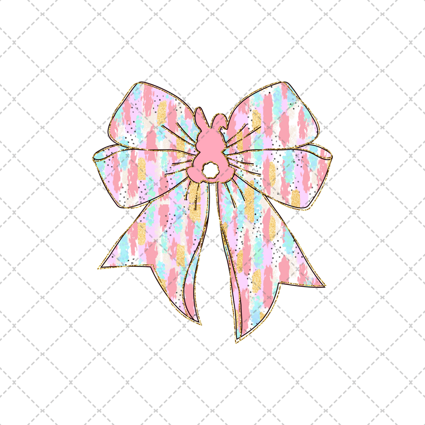 Easter Bunny Pastel Bow Transfer ** TWO PART* SOLD SEPARATELY**